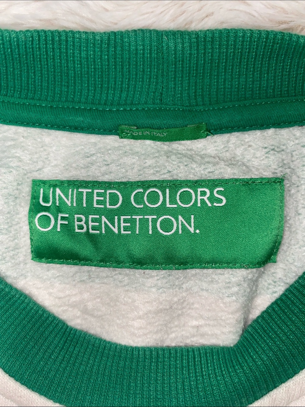 United Colors Of Benetton Green, White & Yellow Striped Crewneck Sweater - Picture 3 of 3